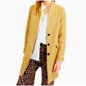J Crew Peacoat Topcoat Womens 22 Wool Blend Blazer Mustard Herringbone Chevron